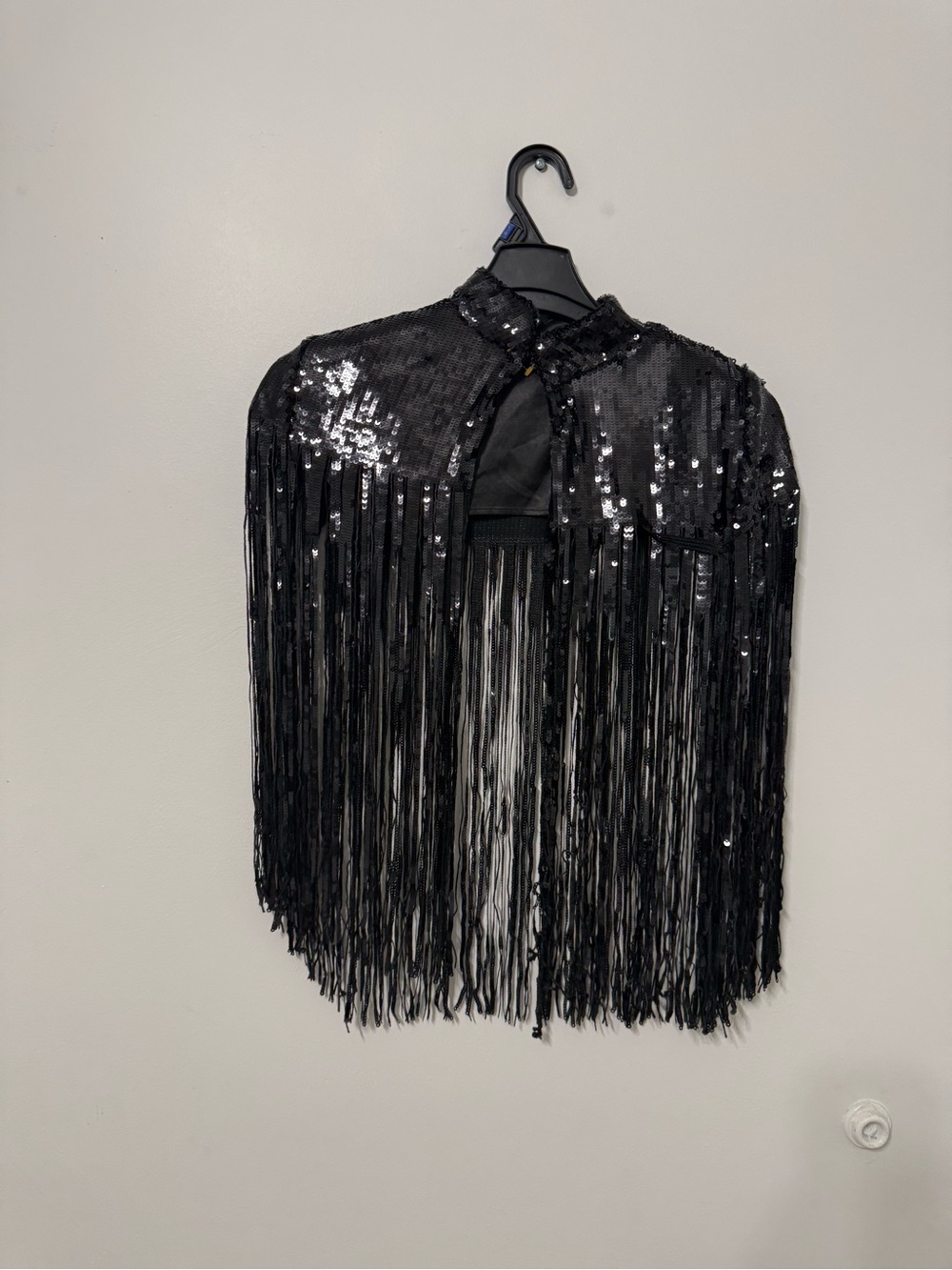 Zara Black Sequin Fringe Cape